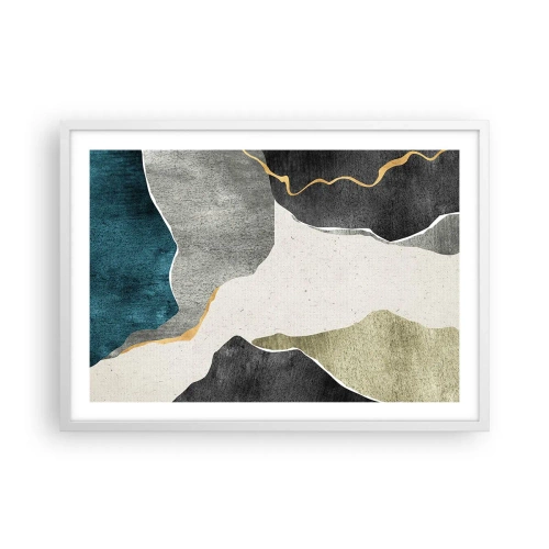 Affiche dans un cadre blanc - Poster - Composition mosaïque avec un fil d'or - 70x50 cm