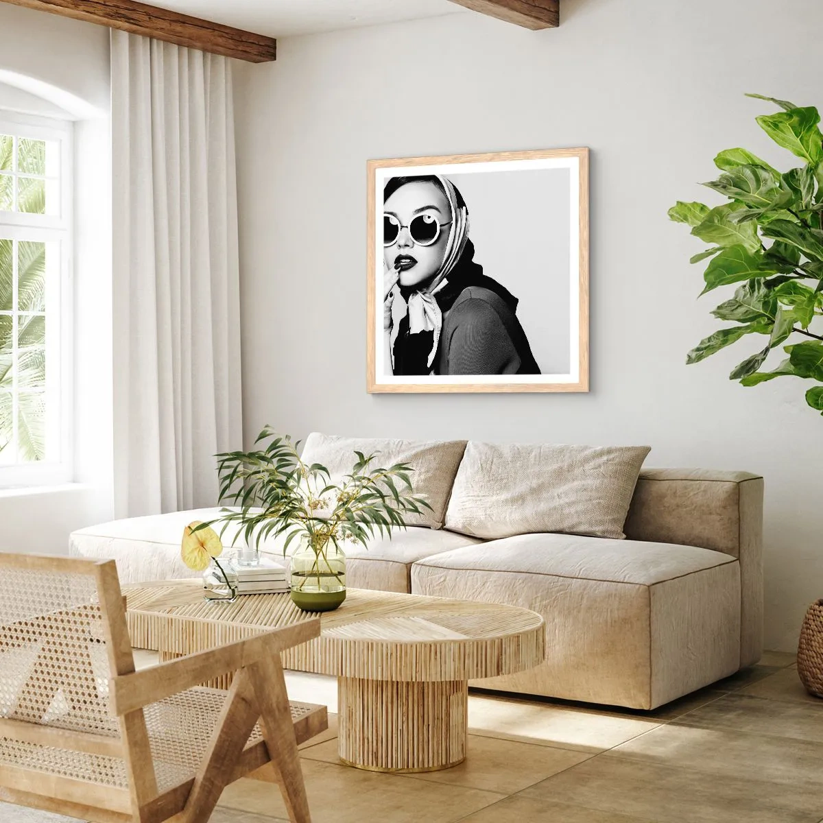 Affiche dans un chêne clair - Poster - Salutations des années 60 - 60x60 cm