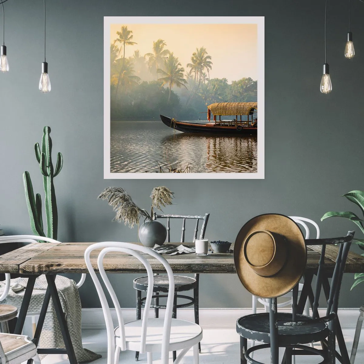 Affiche - Poster - Maison sur la rivière - 60x60 cm