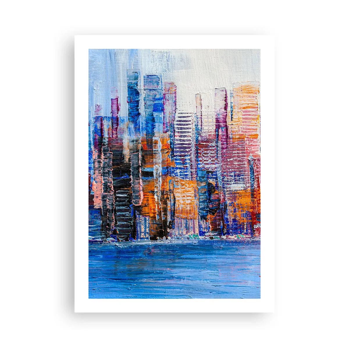 Affiche - Poster - Panorama urbain abstrait aux couleurs intenses - 50x70cm - Une métropole joyeuse - Décoration murale moderne pour le salon et la chambre ARTTOR