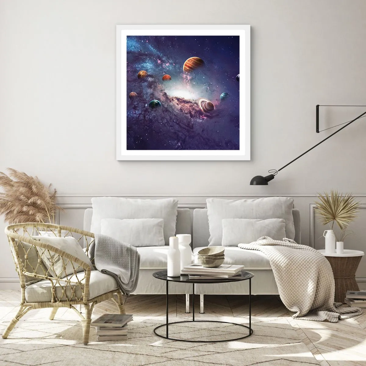 Affiche dans un cadre blanc - Poster - Système de danse solaire - 30x30 cm