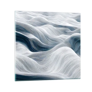 Impression sur verre - Image sur verre - Vagues blanches et bleues - 50x50 cm