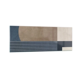Impression sur verre - Image sur verre - Figures géométriques dans les tons beige et bleu marine avec des lignes - 140x50cm - Composition simple et en rondeur - Décoration murale moderne pour le salon et la chambre ARTTOR