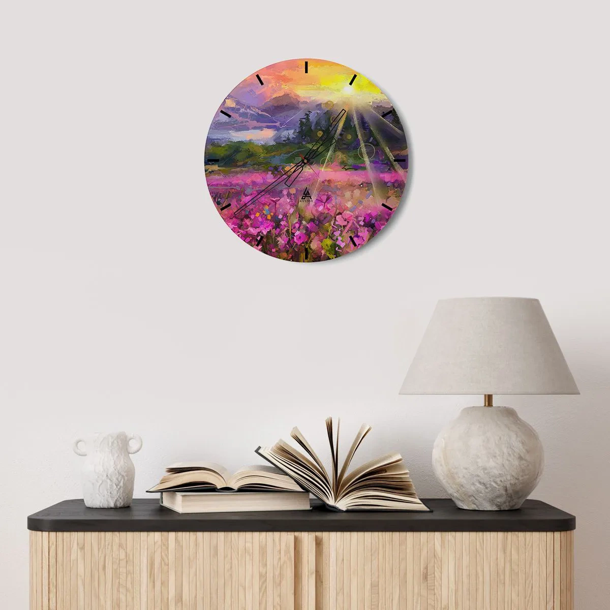 Horloge murale - Pendule murale - Dans la vallée à l'abri du soleil - 40x40 cm