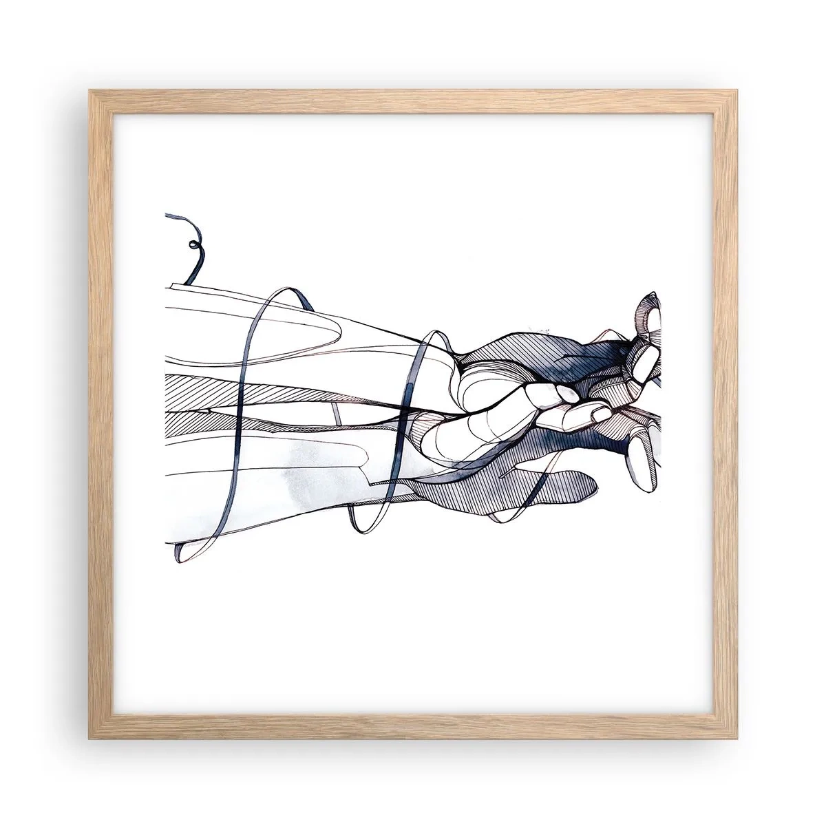 Affiche dans un chêne clair - Poster - Étude du touché - 40x40 cm