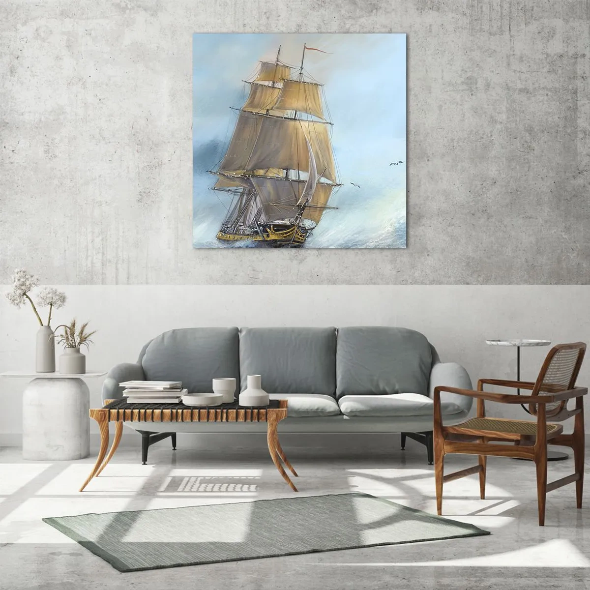 Impression sur verre - Image sur verre - Se précipitant sur les vagues - 50x50 cm