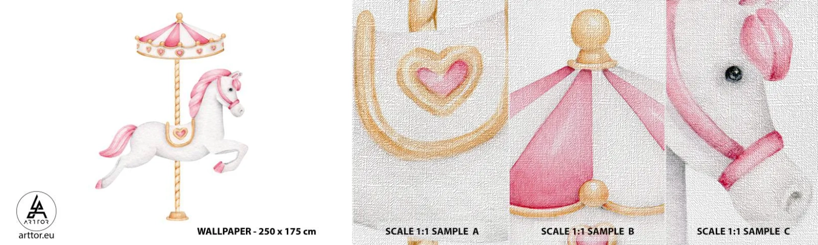 Échantillon de Papier Peint Premium Canvas - Les sabots en avant - Cheval, Manège, De petite fille - 100x30 cm