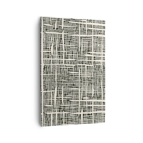 Impression sur toile - Image sur toile - Un motif géométrique ressemblant à une grille sur un fond clair - 80x120cm - Composition tissée - Décoration murale moderne pour le salon et la chambre ARTTOR
