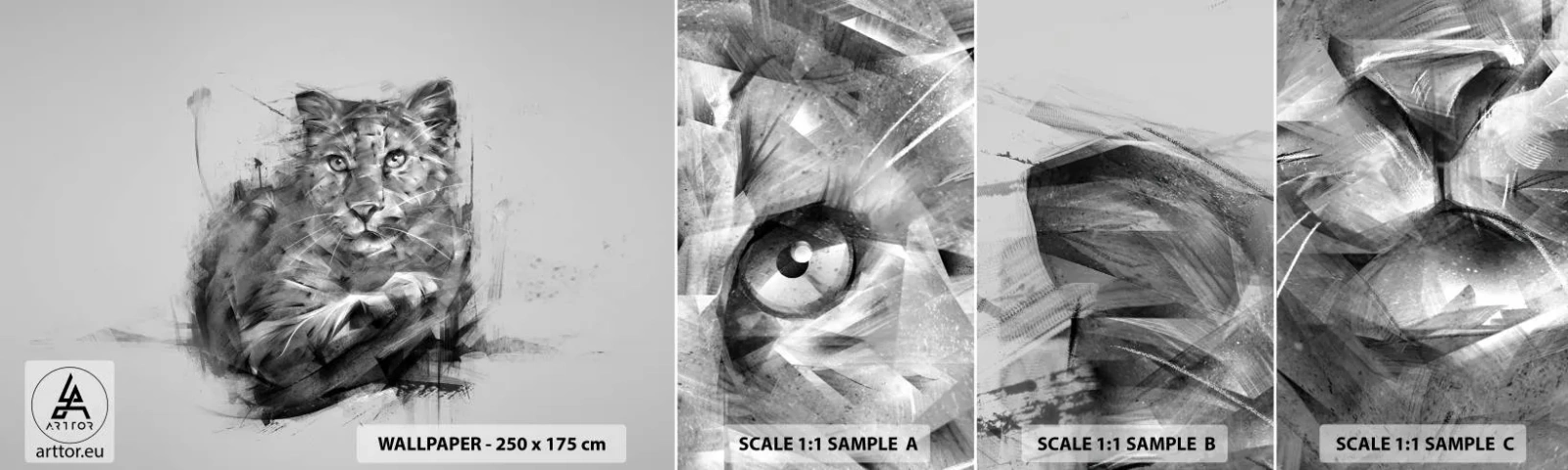 Échantillon de Papier Peint Autocollant Deluxe Sticker - Oui, j'écoute attentivement - Panthère, Animaux, Chat sauvage - 100x30 cm