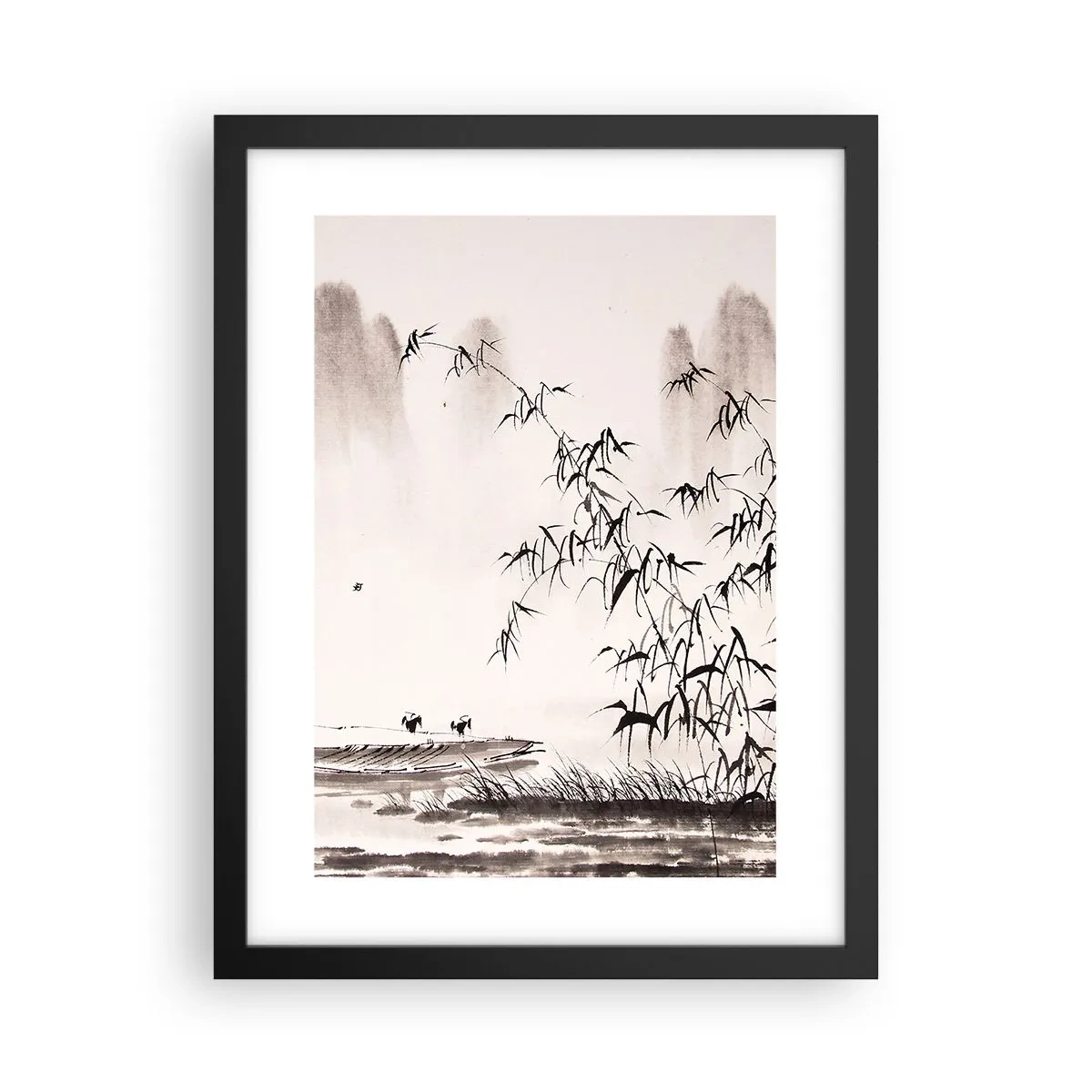 Affiche dans un cadre noir - Poster - Le silence des rizières - 30x40 cm