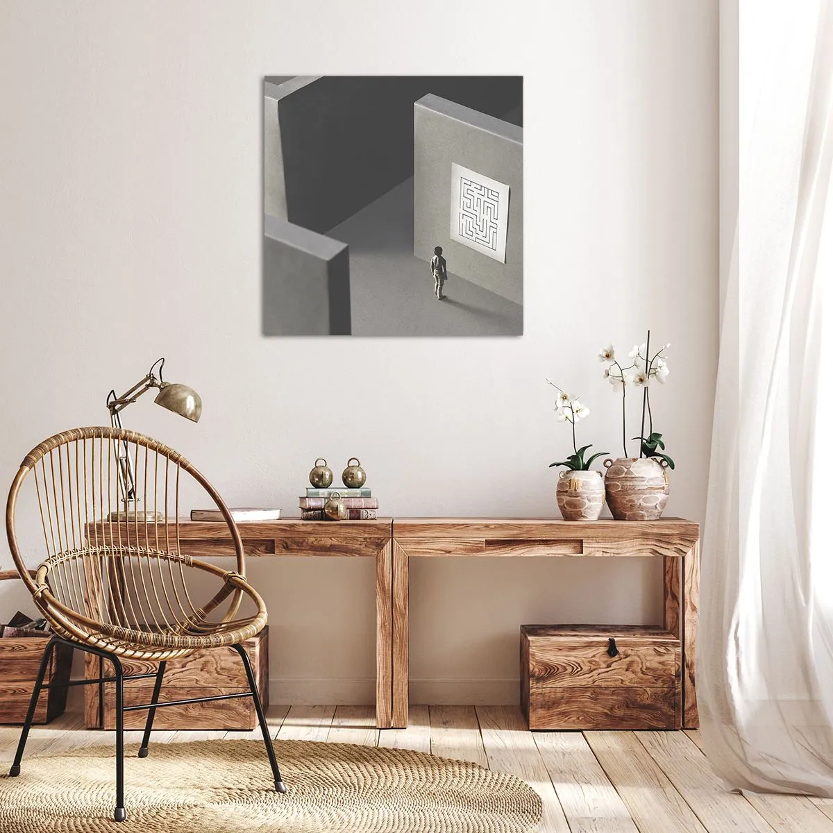 Impression sur toile - Image sur toile - Mais où suis-je? - 50x50 cm