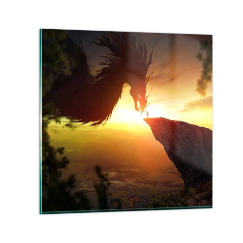 Impression sur verre - Image sur verre - Chasseur de dragon - 30x30 cm