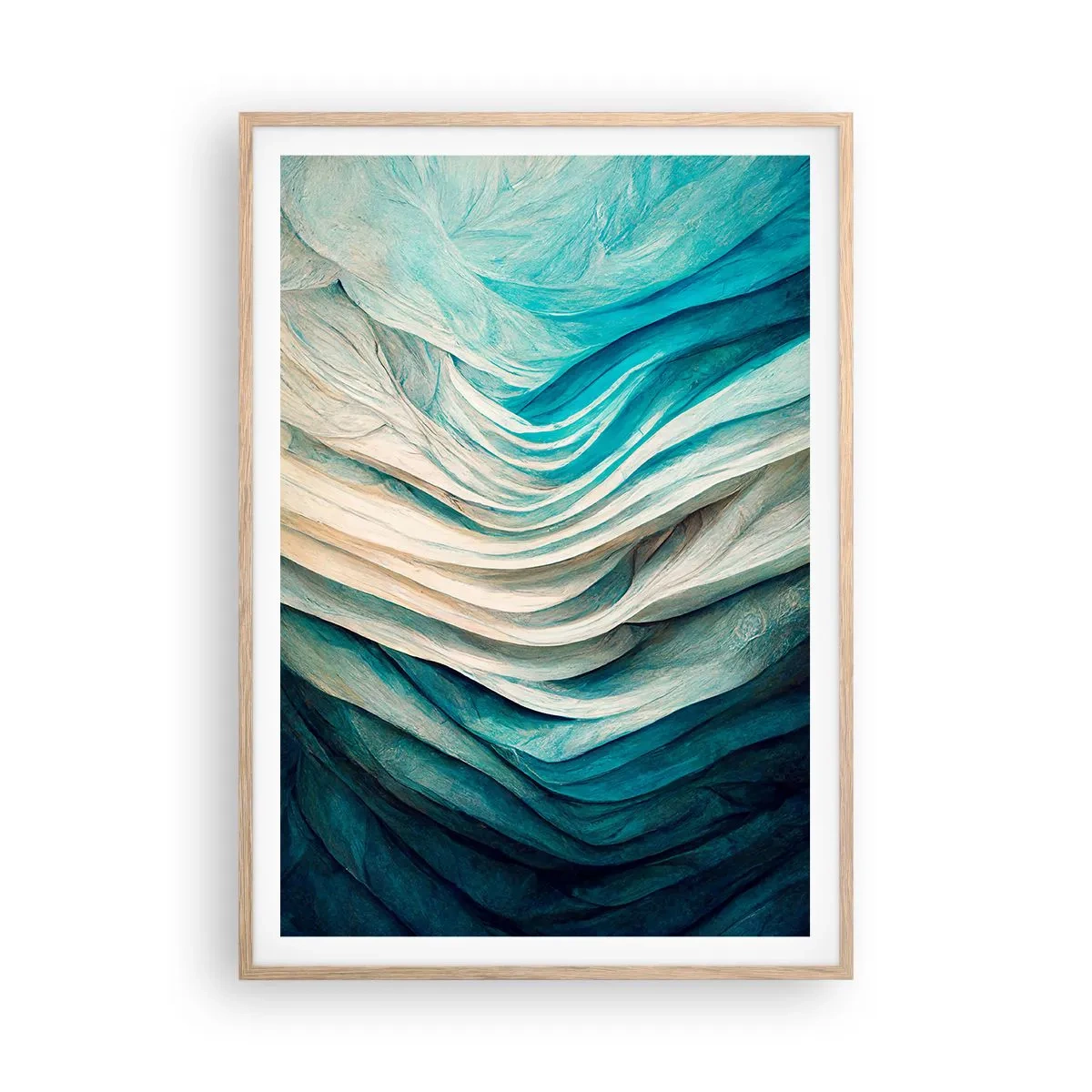 Affiche dans un chêne clair - Poster - Insatiabilité bleue - 70x100 cm