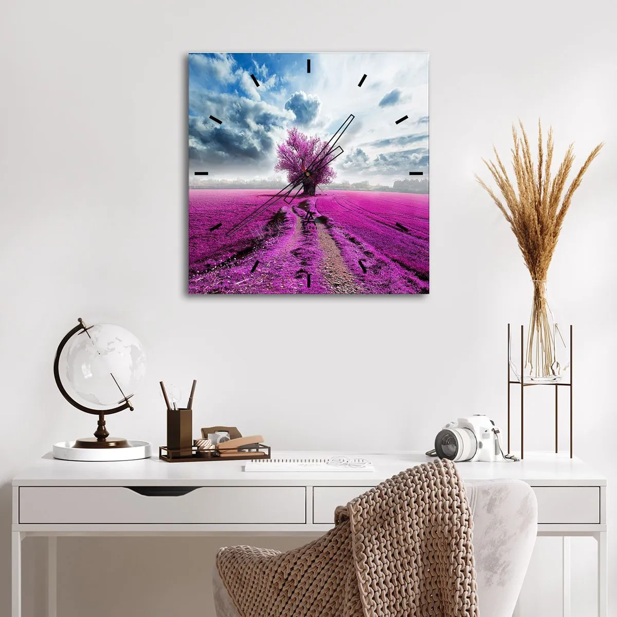 Horloge murale - Pendule murale - Lande - nature sauvage - 30x30 cm