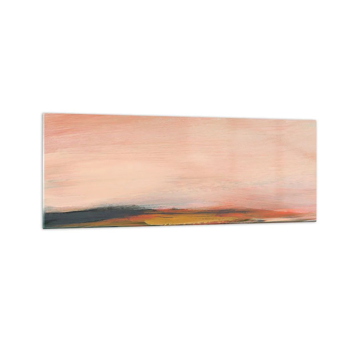 Impression sur verre - Image sur verre - Un paysage aux tons roses et dorés - 140x50cm - Dans les tons de roses - Décoration murale moderne pour le salon et la chambre ARTTOR