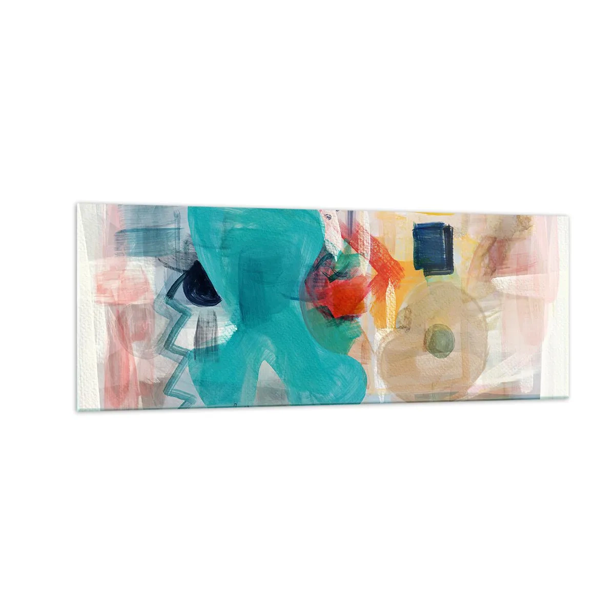 Impression sur verre - Image sur verre - Les formes et les couleurs abstraites créent une composition dynamique - 140x50cm - Jeu de couleurs - Décoration murale moderne pour le salon et la chambre ARTTOR