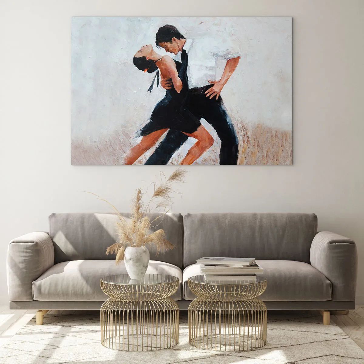 Impression sur verre - Image sur verre - Un couple dansant le tango dans une pose dynamique - 100x70cm - Tango de mes rêves et pensées - Décoration murale moderne pour le salon et la chambre ARTTOR