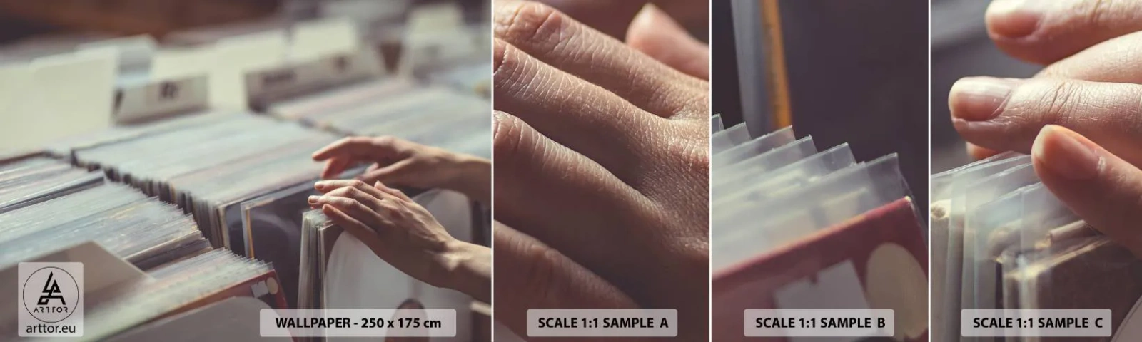 Échantillon De Papier Peint Standard Eco - A la recherche d'émotions - Vinyle, Musique, Magasin de musique - 100x30 cm