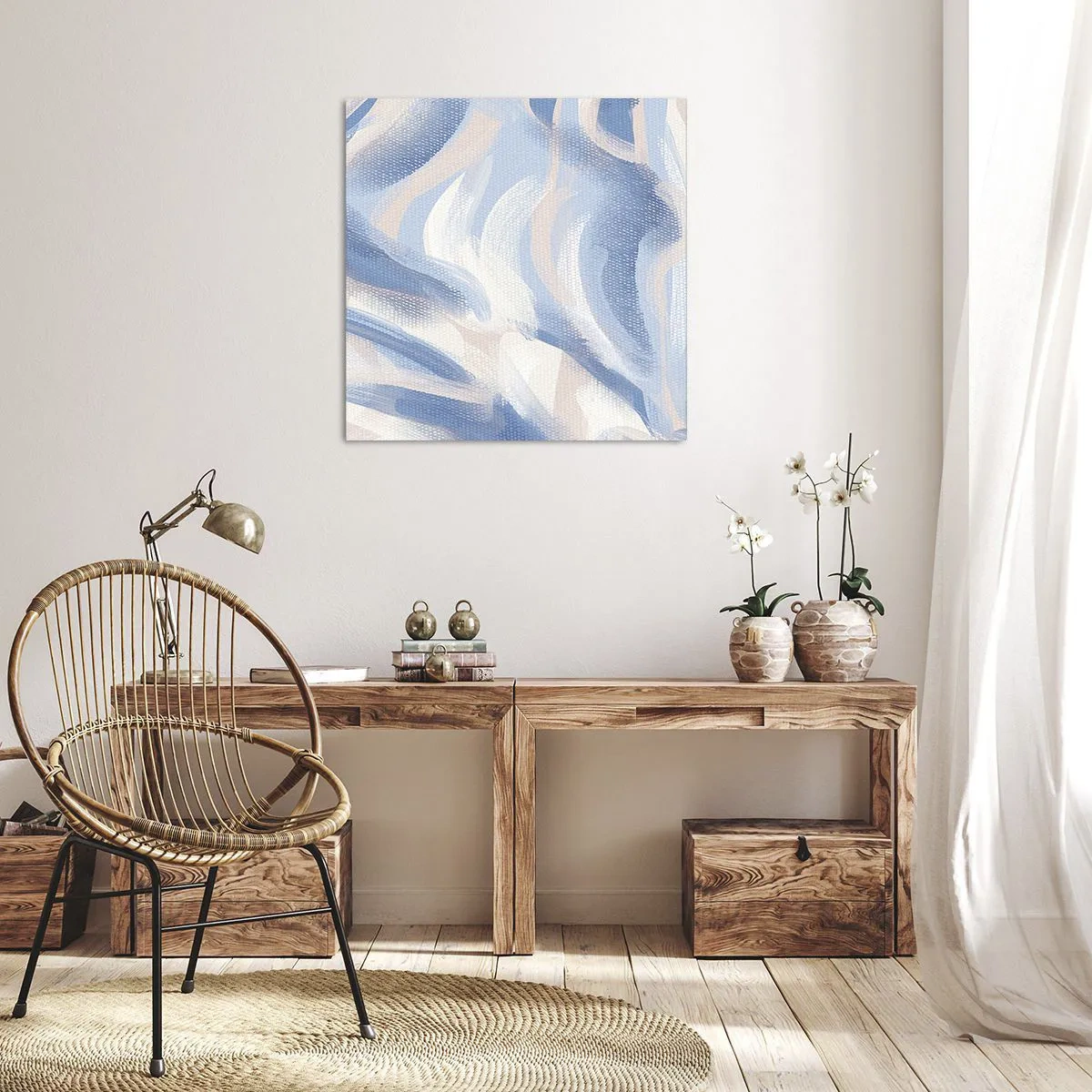Impression sur toile - Image sur toile - Vagues bleues - 40x40 cm