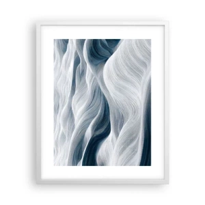 Affiche dans un cadre blanc - Poster - Vagues blanches et bleues - 40x50 cm