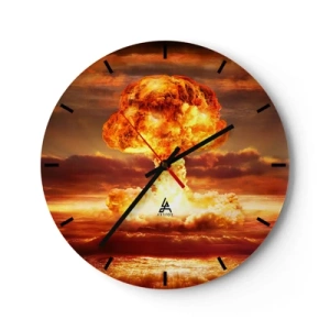 Horloge murale - Pendule murale - Une explosion dans des tons orange contre le ciel - 30x30cm - Et la fin viendra - Décoration murale moderne pour le salon, la cuisine et la chambre ARTTOR