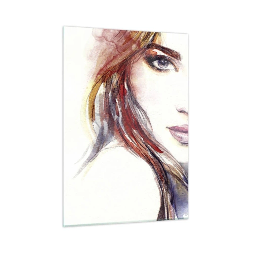 Impression sur verre - Image sur verre - Illustration d'un portrait à l'aquarelle d'une femme - 50x70cm - Vademecum - suivez-moi - Décoration murale moderne pour le salon et la chambre ARTTOR