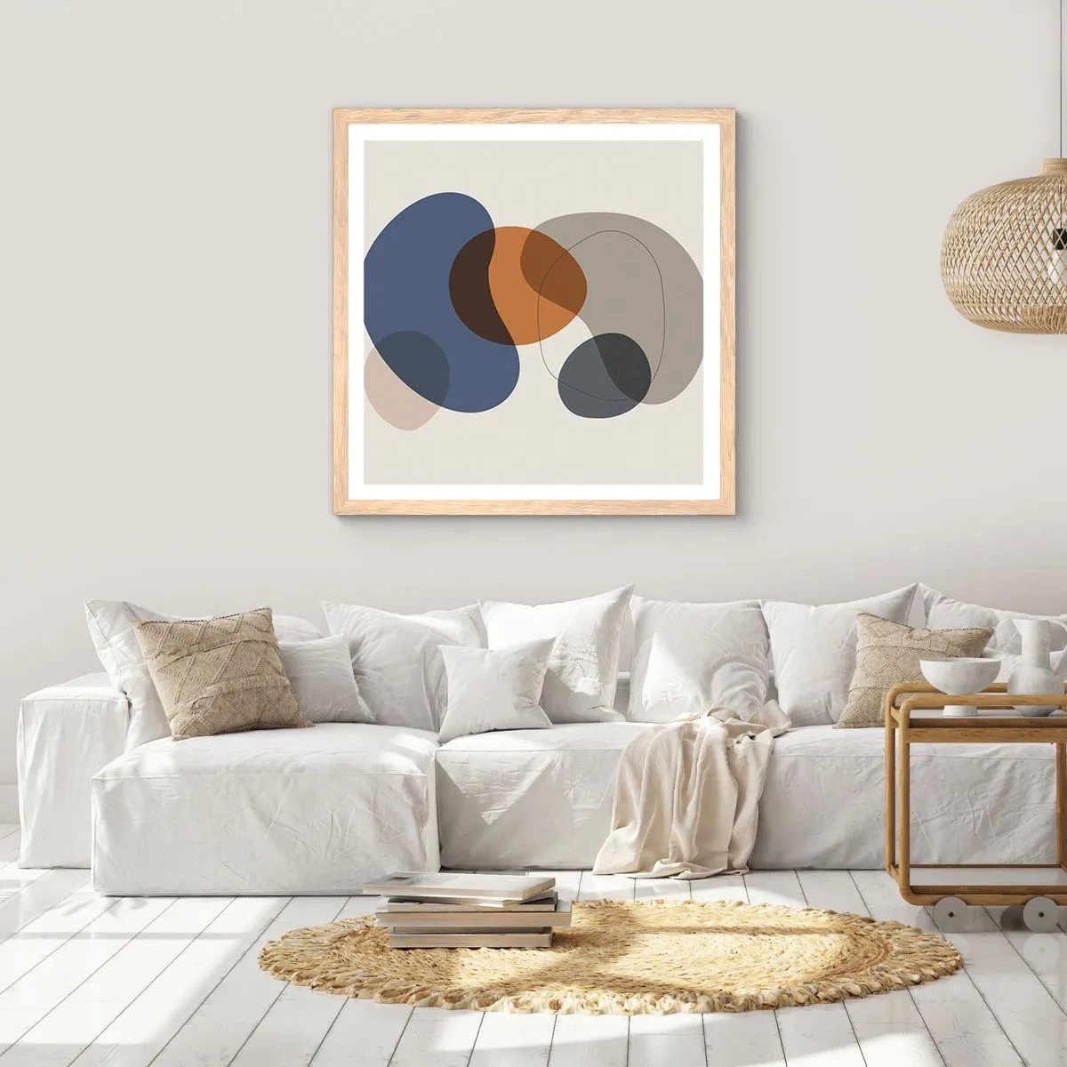 Affiche dans un chêne clair - Poster - Gouttes de couleur - 60x60 cm