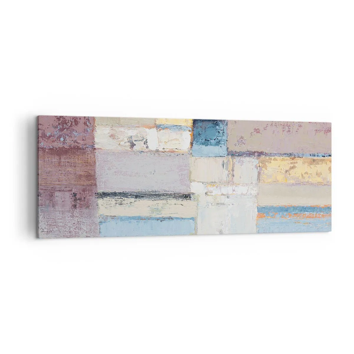 Impression sur toile - Image sur toile - Composition géométrique aux couleurs pastel - 140x50cm - Le calme de la géométrie - Décoration murale moderne pour le salon et la chambre ARTTOR