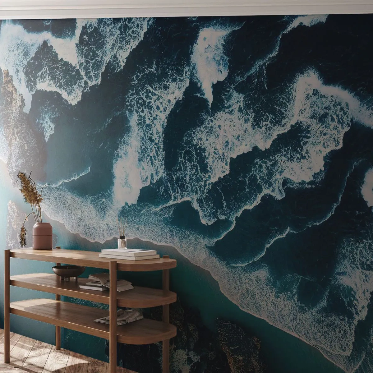 Papier peint sur mesure Premium Sand - Enveloppé par les vagues - Falaise, Mer, Nature