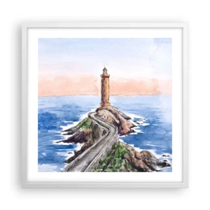 Affiche dans un cadre blanc - Poster - Face à la mer - 50x50 cm