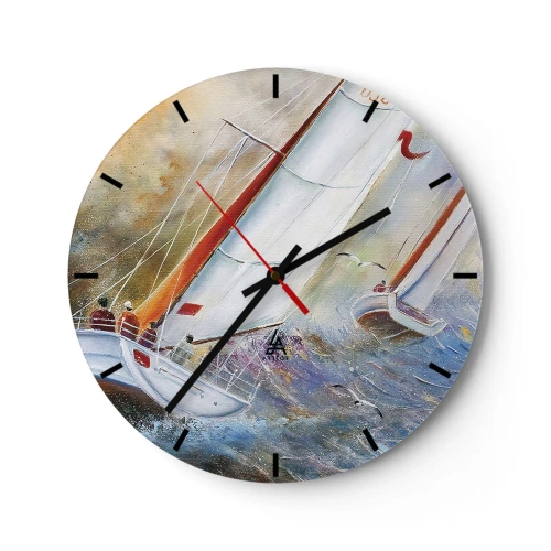 Horloge murale - Pendule murale - Concourir sur les vagues - 40x40 cm