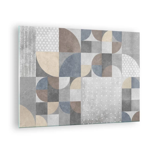 Impression sur verre - Image sur verre - Composition géométrique abstraite avec différentes formes et nuances de gris. - 70x50cm - Fantaisie de la céramique - Décoration murale moderne pour le salon et la chambre ARTTOR