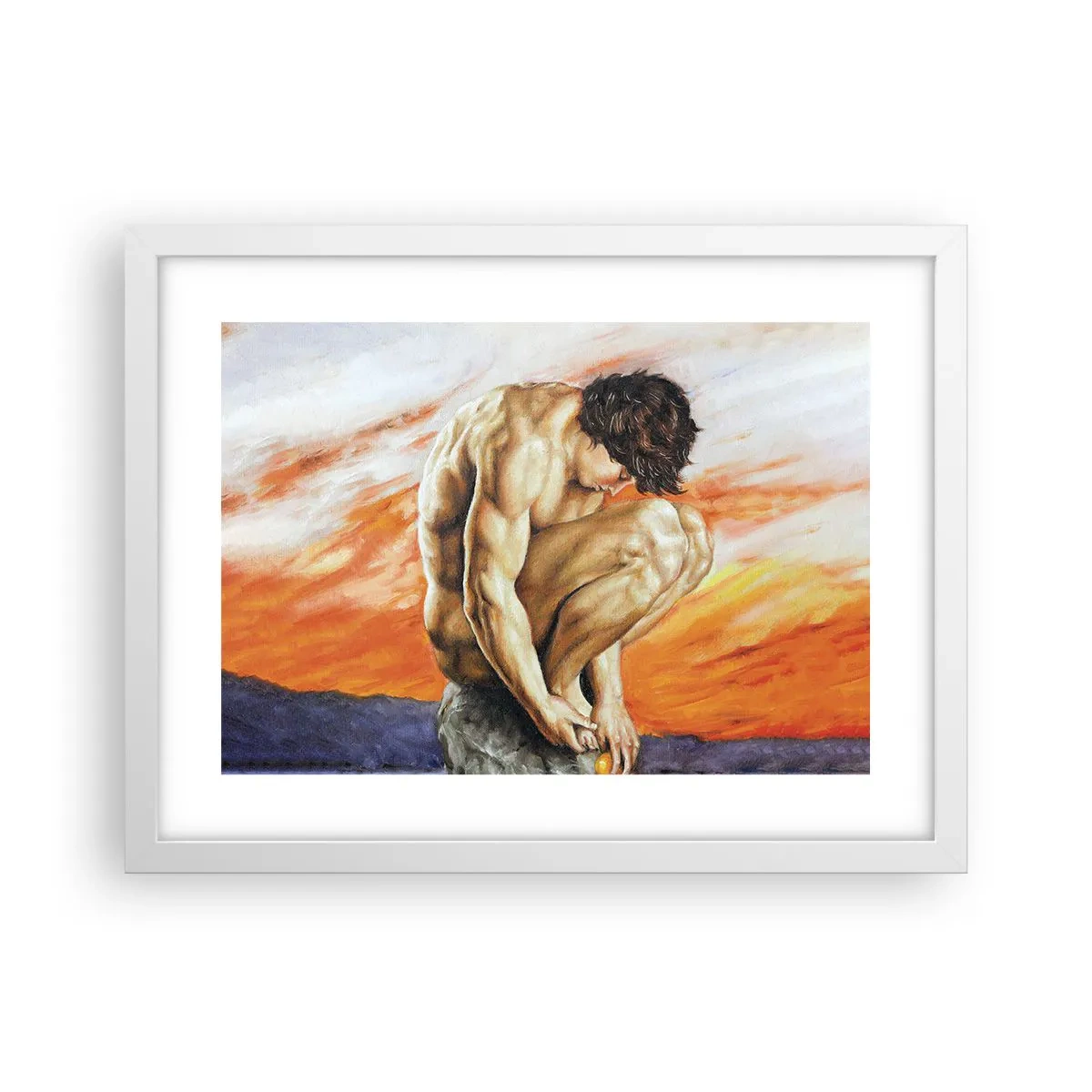 Affiche dans un cadre blanc - Poster - Plongé dans ses pensées - 40x30 cm