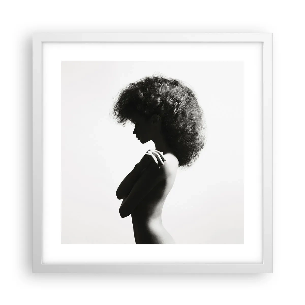 Affiche dans un cadre blanc - Poster - Comme une fleur au bout d'une fine tige - 40x40 cm