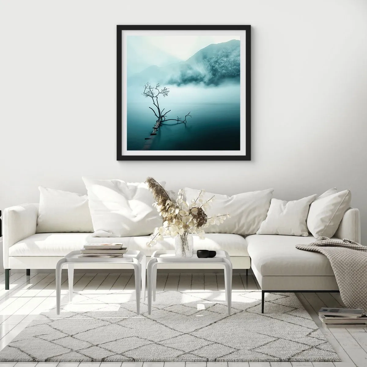 Affiche dans un cadre noir - Poster - D'eau et de brouillard - 30x30 cm