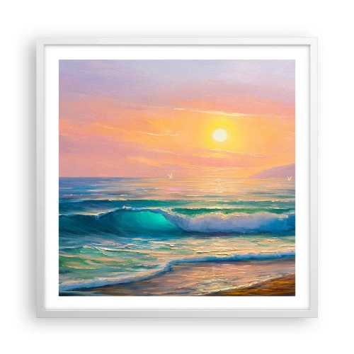 Affiche dans un cadre blanc - Poster - Le chant turquoise des vagues - 60x60 cm