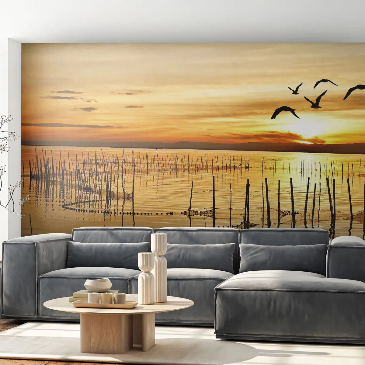 Papier Peint Photo Standard Eco - À la pêche - Paysage, Lac, Filet de pêche - 300x210 cm