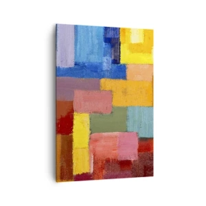 Impression sur toile - Image sur toile - Rectangles abstraits colorés dans différentes nuances - 70x100cm - Chacun est différent, tout est coloré - Décoration murale moderne pour le salon et la chambre ARTTOR