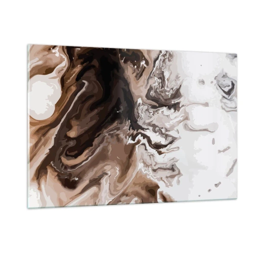 Impression sur verre - Image sur verre - Motif abstrait dans des tons sombres de marron et de blanc - 120x80cm - Contraste de couleur - Décoration murale moderne pour le salon et la chambre ARTTOR