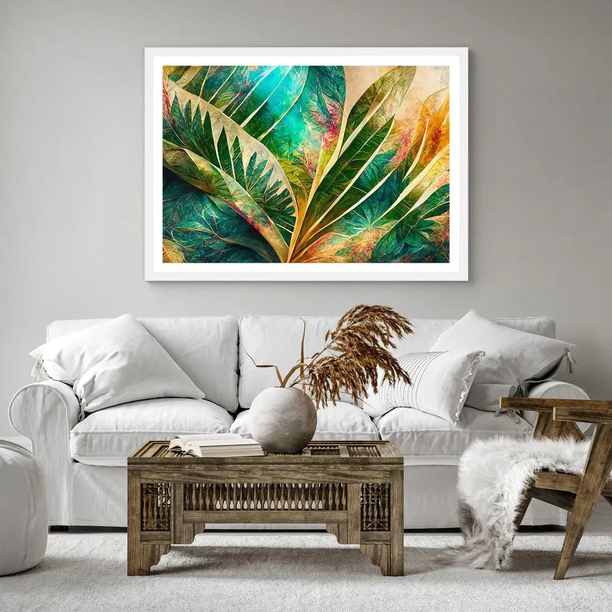 Affiche dans un cadre blanc - Poster - Les couleurs des tropiques - 50x40 cm