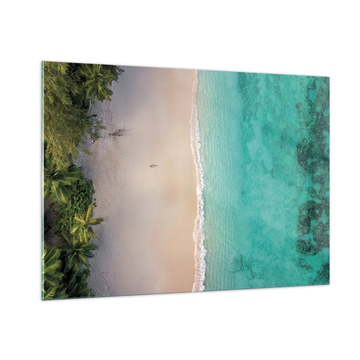 Impression sur verre - Image sur verre - Vue aérienne d'une plage tropicale et d'une mer turquoise - 100x70cm - Plage paradisiaque - Décoration murale moderne pour le salon et la chambre ARTTOR