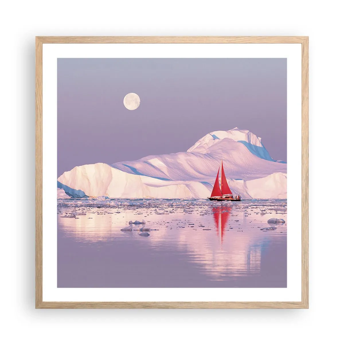 Affiche dans un chêne clair - Poster - La chaleur de la voile, le froid de la glace - 60x60 cm