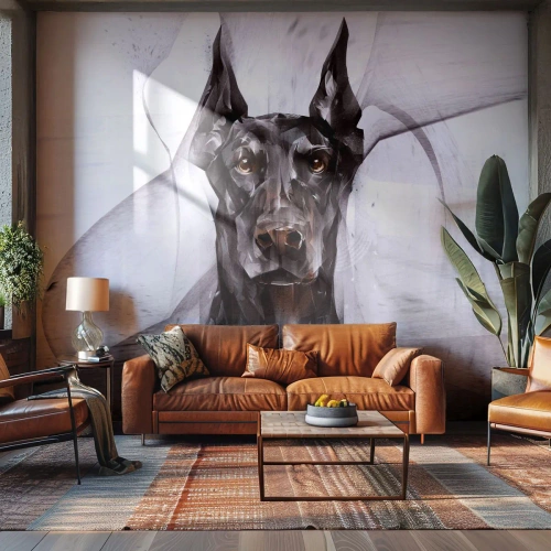 Papier peint sur mesure Standard Eco - Né noble - Abstraction, Doberman, Chien