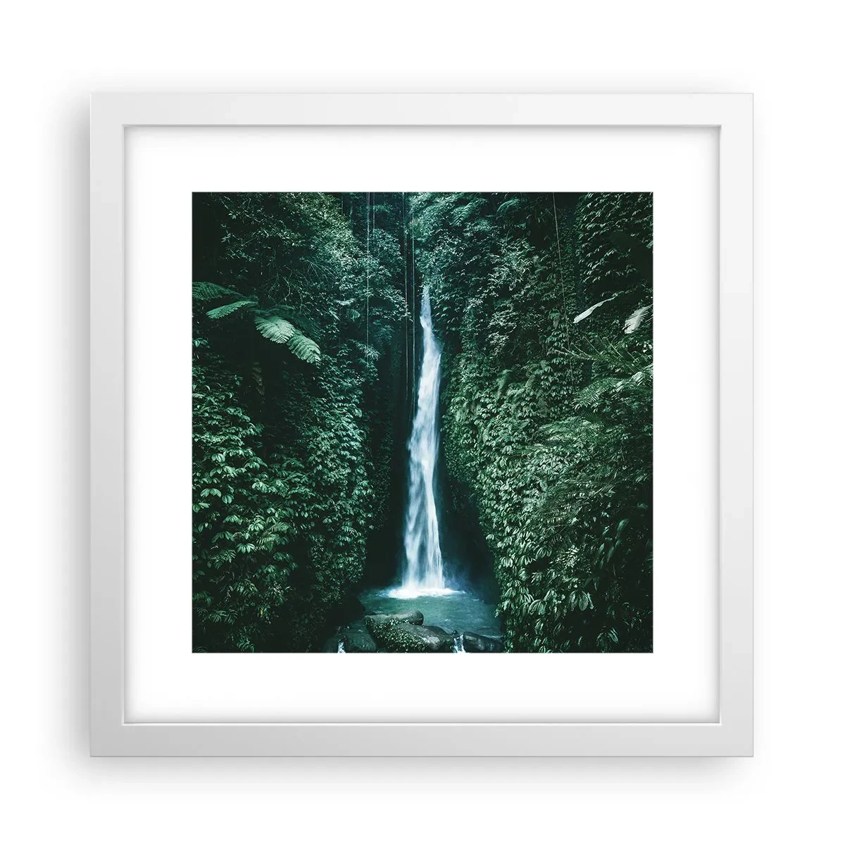 Affiche dans un cadre blanc - Poster - Fontaine tropicale - 30x30 cm