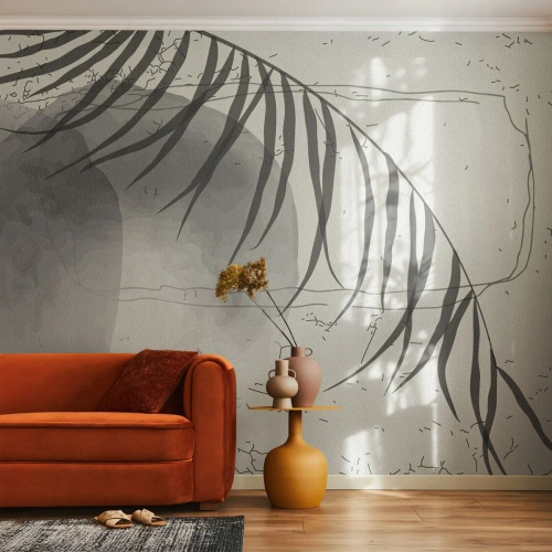Papier peint sur mesure Premium Sand - L'exotisme subtil de la nature - Minimalisme, Botanique, Feuille