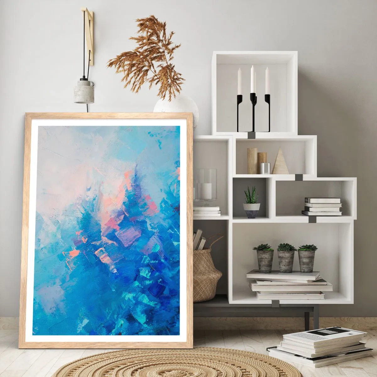Affiche dans un chêne clair - Poster - Abstraction hivernale - 40x50 cm