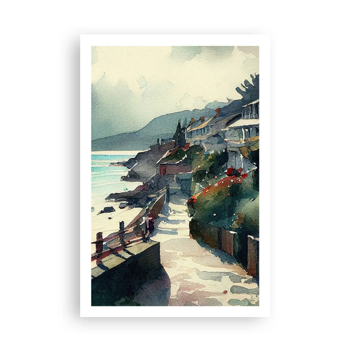 Affiche - Poster - Ville méditerranéenne - 61x91 cm