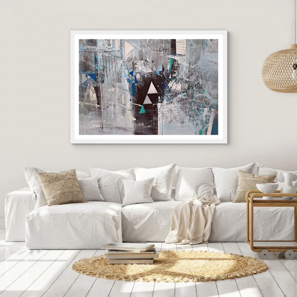 Affiche dans un cadre blanc - Poster - Ordre prioritaire des triangles - 100x70 cm