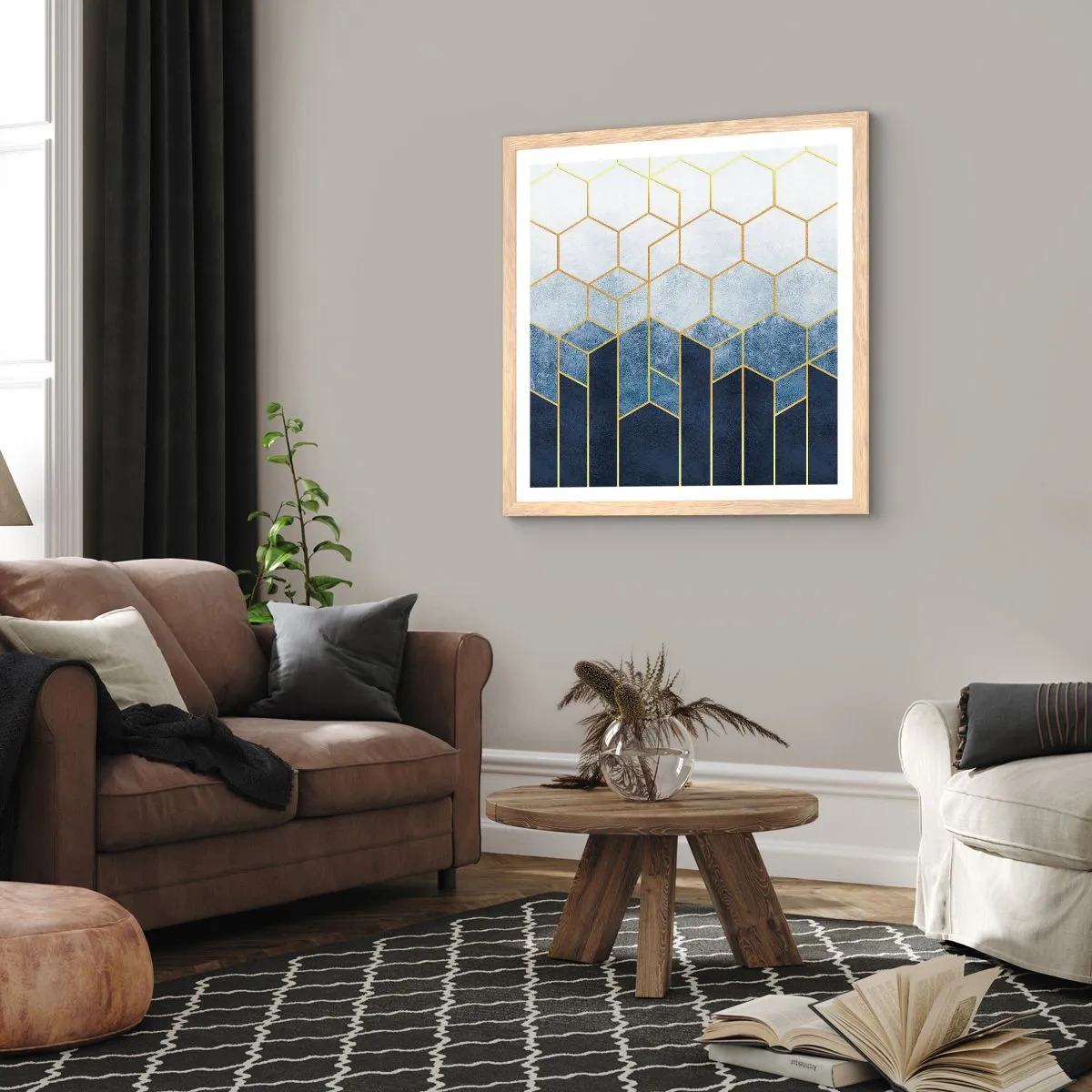 Affiche dans un chêne clair - Poster - Composition en rythme syncopé - 50x50 cm