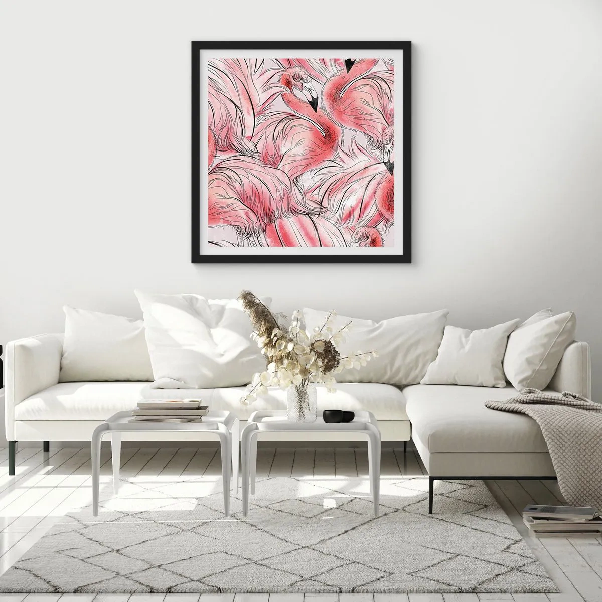 Affiche dans un cadre noir - Poster - Oiseau corps de ballet - 50x50 cm